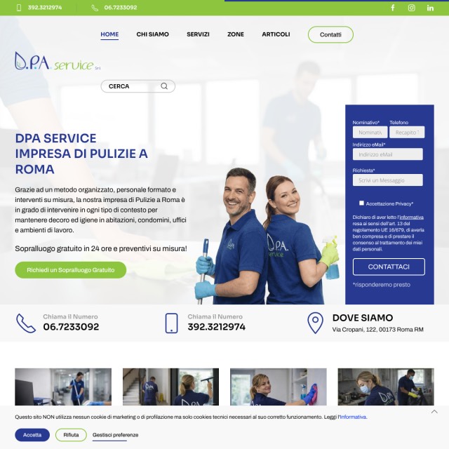Screenshot sito web DPA Service S.r.l.