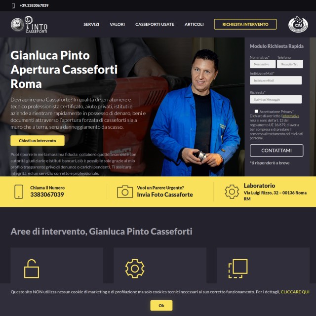 Screenshot sito web Pinto Casseforti