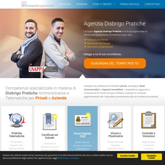 Screenshot sito web Roma Disbrigo Pratiche